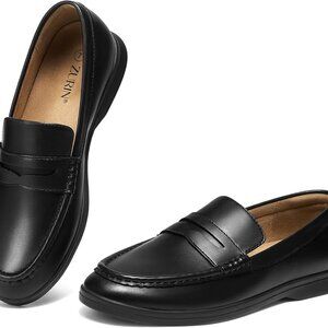 ZURIN Women's Loafers Leather Penny Loafers Comfortable Flats Shoes Size 8.5 W